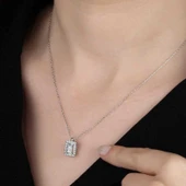 Kruvazör Swarovski Taşlı Gümüş Baget Bayan Kolye - 1