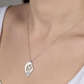 Kruvazör Swarovski Taşlı Gümüş Anne Bebek Bayan Kolye - 2