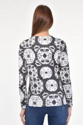 DRR Moda Mikro Kumaş V-Yaka Desenli Bluz - 12