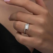 Süpertrend Gümüş Baget Taşlı Kadın Yüzük - 4