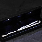 Süpertrend Gümüş Işıklı Kutulu Yuvarlak Düz Tesbih - 1