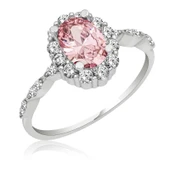Kruvazör Gümüş Pembe Oval Taşlı Kadın Yüzük - 1