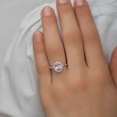 Kruvazör Gümüş Pembe Oval Taşlı Kadın Yüzük - 6