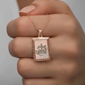 Kruvazör Gümüş Rose Allah Yazılı Kadın Kolye - 5