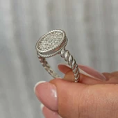 Süpertrend Gümüş Oval Zirkon Taşlı Kadın Yüzük - 2