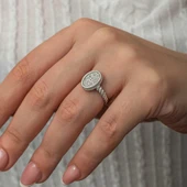 Süpertrend Gümüş Oval Zirkon Taşlı Kadın Yüzük - 3