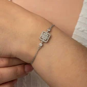 Süpertrend Gümüş Kare Baget Taşlı Kadın Bileklik - 4