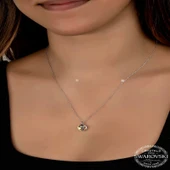 Kruvazör Swarovski Crystal Taşlı Gümüş Kalp Kadın Kolye - 2