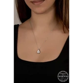 Kruvazör Swarovski Crystal Taşlı Damla Gümüş Kadın Kolye - 2