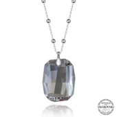 Kruvazör Swarovski Crystal Taşlı Top Zincir Baget Gümüş Kadın Kolye - 1