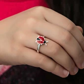 Kruvazör Gümüş Uğur Böceği Çocuk Kız Yüzük - 6