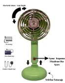 FY060 Taşınabilir Masaüstü ve El Yeşil Usb Fan - 2