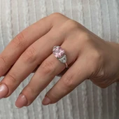 Kruvazör Gümüş Pembe Zirkon Taşlı Kadın Yüzük - 3