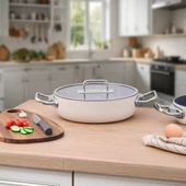 Aryıldız Colombus Crystal Metal Kulp Cam Kapak Kısa Tencere - 24 Cm - 1