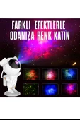 Astronot Tasarımlı Bluetooth Hoparlör Gece Lambası 8 Renkli Projeksiyon, Kumandalı - 3