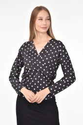 DRR Moda Mikro Kumaş V-Yaka Puantiyeli Bluz - 3