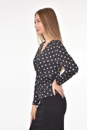 DRR Moda Mikro Kumaş V-Yaka Puantiyeli Bluz - 5