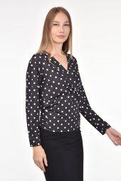 DRR Moda Mikro Kumaş V-Yaka Yıldız Desenli Bluz - 5