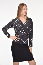 DRR Moda Mikro Kumaş V-Yaka Yıldız Desenli Bluz - 6