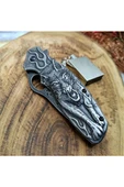 Süpertrend 22 cm komple çelik kurt gravür işlemeli bıçak yanında zippo kibrit ile birlikte - 1