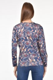 DRR Moda Mikro Kumaş V-Yaka Desenli Bluz - 3