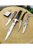 Kruvazör Columbia 23 cm orjinal manuel çelik bıçak yanında 3 adet cep çakısı ve zippo kibrit ile birlikte - 1