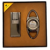 Süpertrend Cohiba Çift Torch Çakmak Kesici İkili Gunmetal Puro Seti CST0211 - 1
