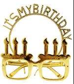 İt'sMyBirthdayYazılıTaçveMumŞekilliGözlükSetiAltınRenk - 1