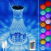 BUFFER Sürahi Model USB Şarjlı Kumandalı 16 Farklı Işık Modlu Masa Üstü Kristal Akrilik Lamba Led - 1