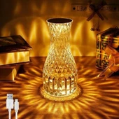 BUFFER Sürahi Model USB Şarjlı Kumandalı 16 Farklı Işık Modlu Masa Üstü Kristal Akrilik Lamba Led - 3