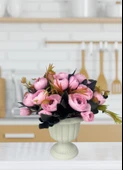 Nettenevime Yapay Çiçek Krem Antik Saksıda Pembe Erengül 23cm thumbnail 5