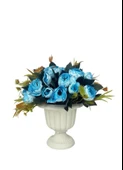 Nettenevime Yapay Çiçek Krem Antik Saksıda Mavi Erengül 23cm - 8