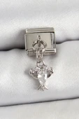316L Çelik Sallantılı Zirkon Taşlı Yengeç Model Gümüş Renk Nomination Charm - TJ-BC1449 - 1