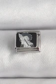 316L Çelik Gümüş Renk Siyah İşlemeli Portre Model Nomination Charm - TJ-BC1385 - 1