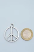 Peace Barış İşareti Gümüş Kaplama Kolye Ucu - 3