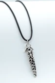 Çift Yılanlı Çubuk Gümüş Kaplama Deri İp Kolye thumbnail 1