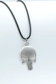 Punisher Cezalandırıcı Gümüş Kaplama Deri İp Kolye thumbnail 1