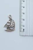 2'li Yelkenli Gemi - Gemici Pusula Gümüş Kaplama Kolye Seti thumbnail 3