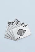 Poker İskambil Gümüş Kaplama Kolye Ucu - 1