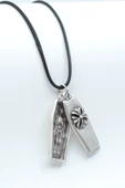 Tabut - İskelet Gümüş Kaplama Deri İp Kolye thumbnail 1