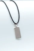 Geometrik - Dikdörtgen Gümüş Kaplama Deri İp Kolye thumbnail 1