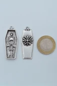Tabut - İskelet Gümüş Kaplama Deri İp Kolye thumbnail 4