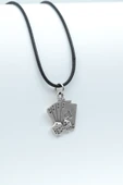 Maça As Poker İskambil - Zar Gümüş Kaplama Deri İp Kolye thumbnail 1