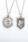 2'li Güneş ve Ay - Anime Attack On Titan Gümüş Kaplama Kolye Seti thumbnail 7