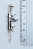 3'lü Muşta M4 Silah Uzi Gümüş Kaplama Kolye Seti - 4