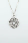 Feng Shui Çin Şans Parası Gümüş Kaplama Düz Zincir Kolye thumbnail 1