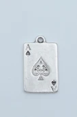 Maça As Poker İskambil Gümüş Kaplama Kolye Ucu thumbnail 1