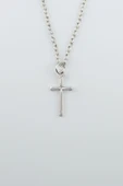 Minimal Haç Gümüş Kaplama Düz Zincir Kolye thumbnail 1