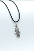 Minimal Meryem Ana Gümüş Kaplama Deri İp Kolye thumbnail 1