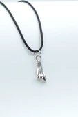 Nah El Hareketi Gümüş Kaplama Deri İp Kolye thumbnail 1